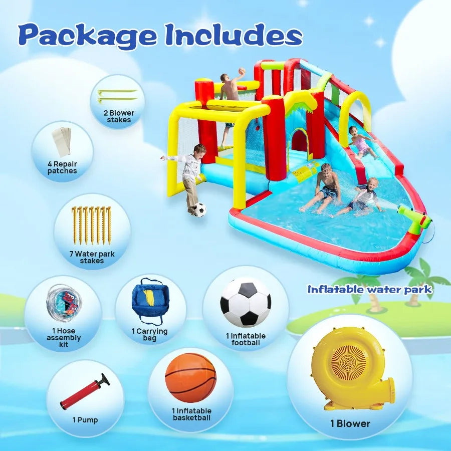 Guangdong 7 In 1 Inflatable Water Slide Park Splash Pool