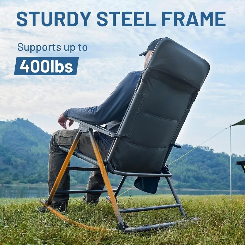 YTYIN Folding Rocking Camping Chair With Padded Back