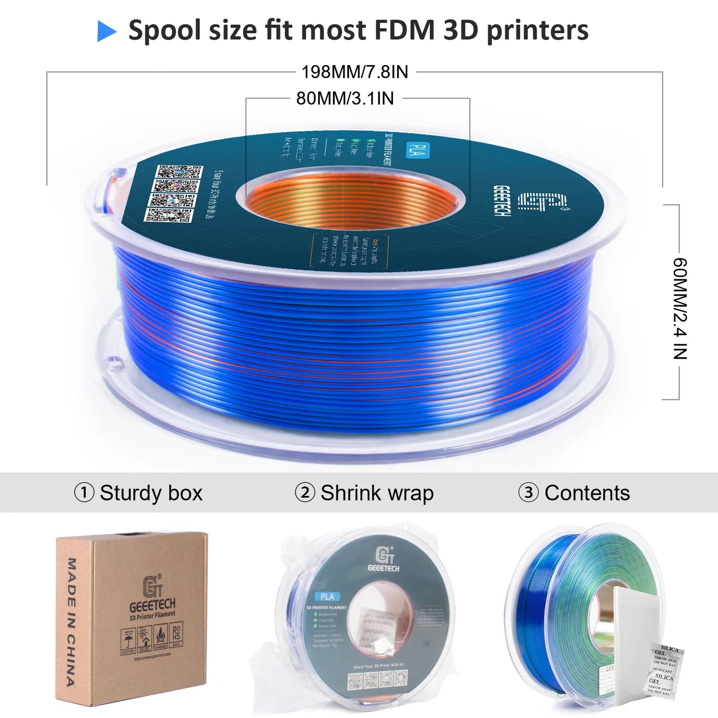 Geeetech Silk PLA Filament for 3D Printing