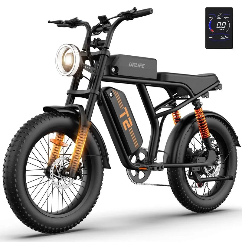 URLIFE 1500W Electric Fat Tire Mountain Bike Removable 48V Battery