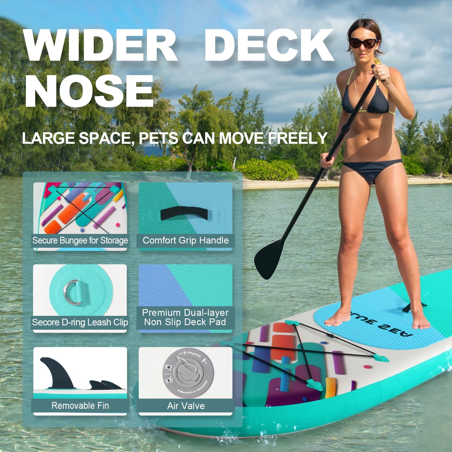 CADALENE Inflatable Stand Up Paddle Board for Adults EVA Deck