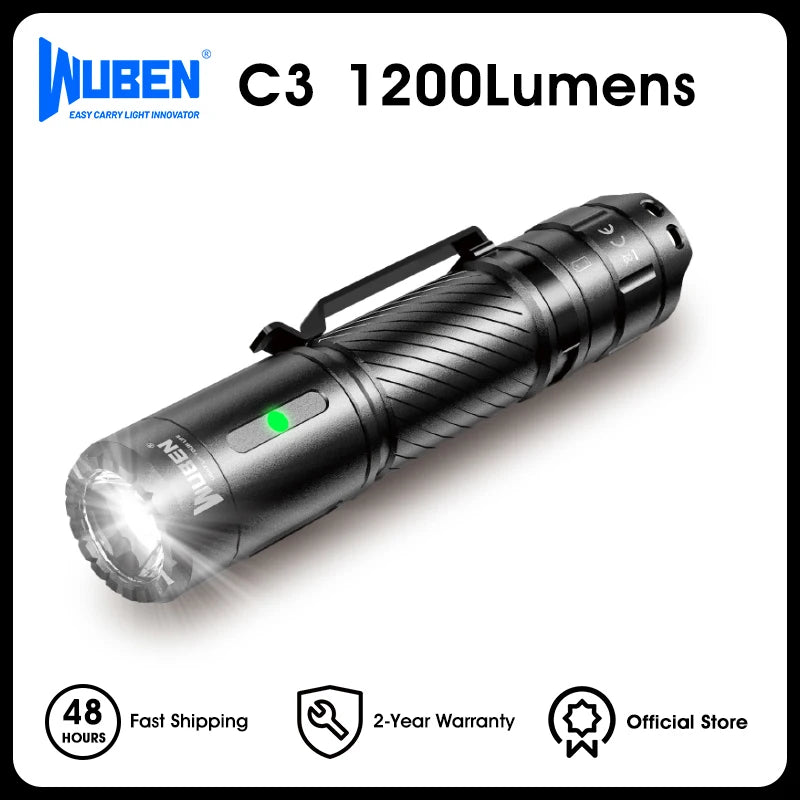 WUBEN C3 1200 Lumens Rechargeable Flashlight For Camping