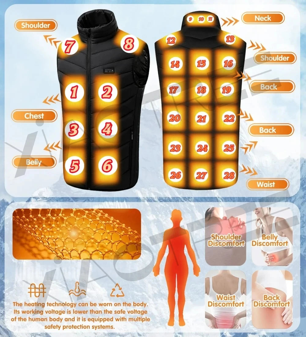 XIAOTREECN Heated Vest USB Electric Jacket For Men Women Outdoor