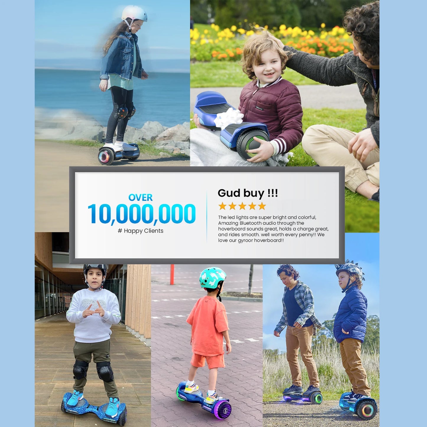 GYROORCE All Terrain Hoverboard With LED Lights And Bluetooth Speaker