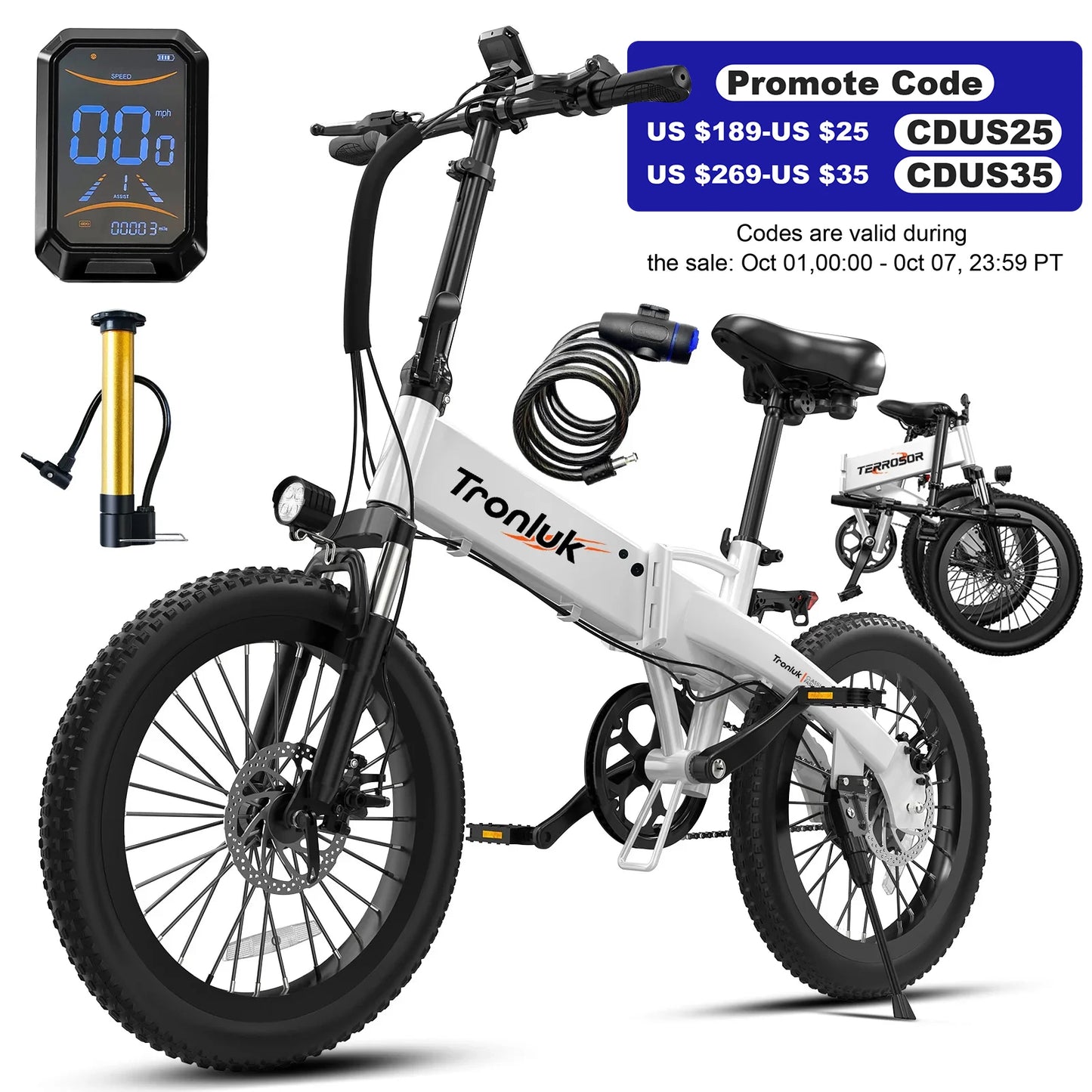 LELEKUAIFolded Electric Folding Bike 720W Peak 48V12Ah 20MPH Urban