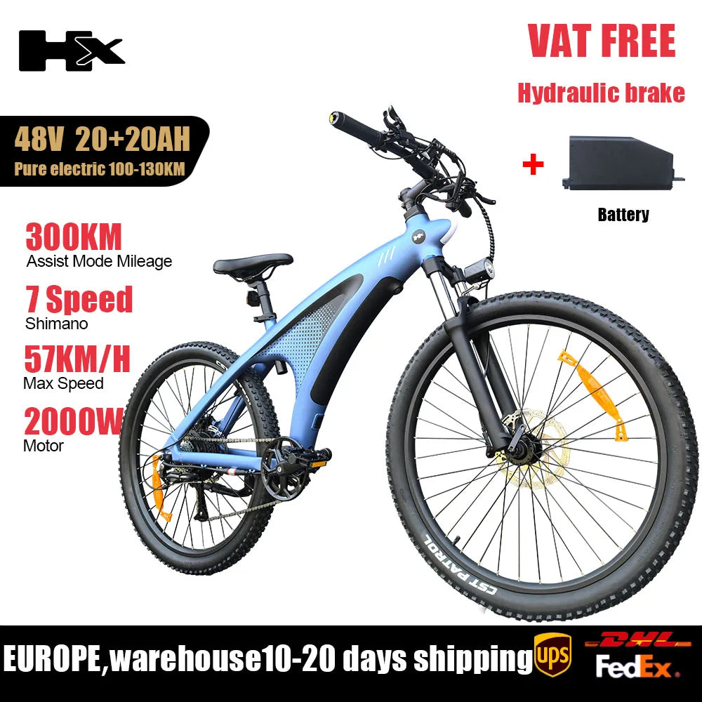 Huanci HX Q5 2000W Electric Mountain Ebike Removable Battery 57KMH