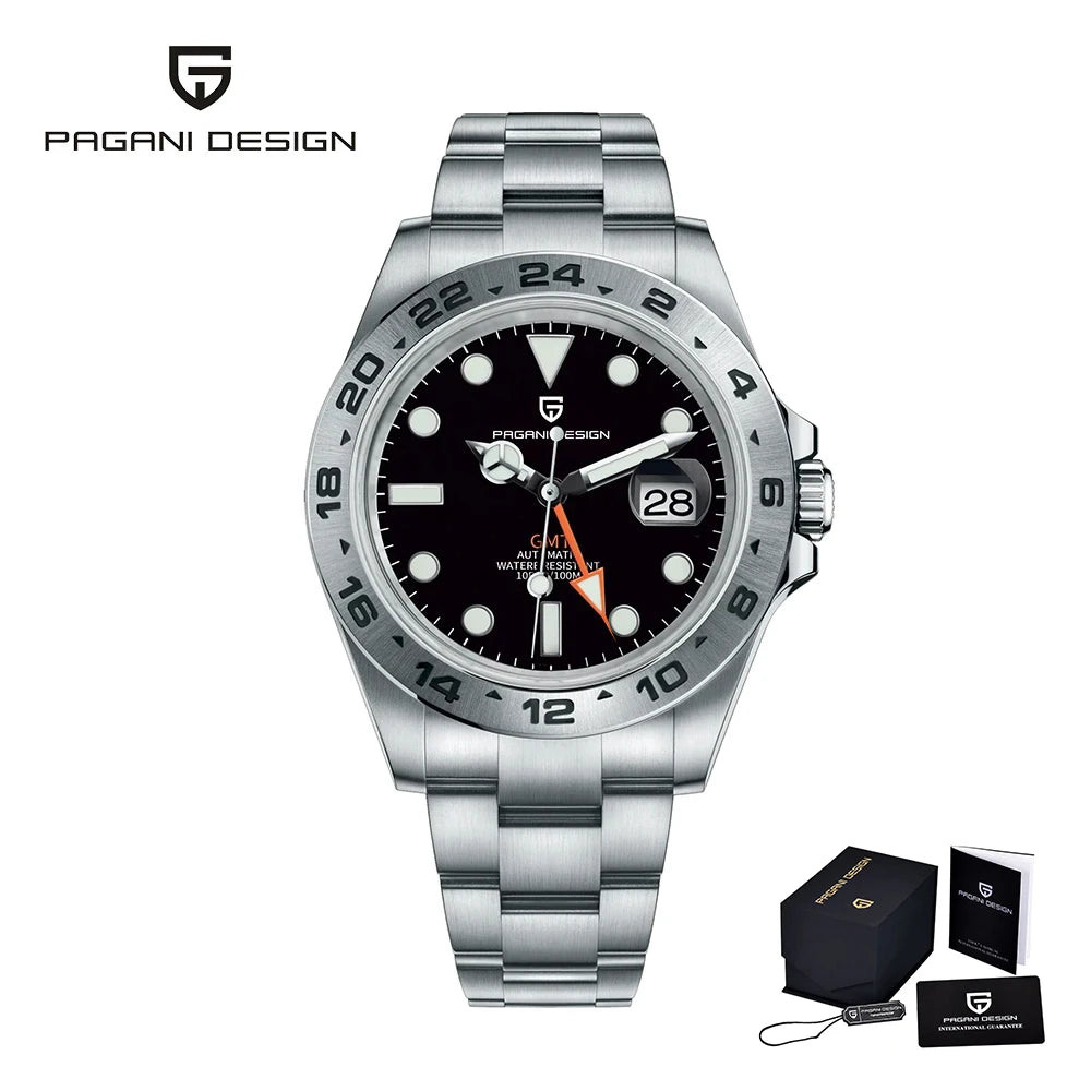 PAGANI DESIGN GMT Men's Automatic Stainless Steel Sapphire Watch