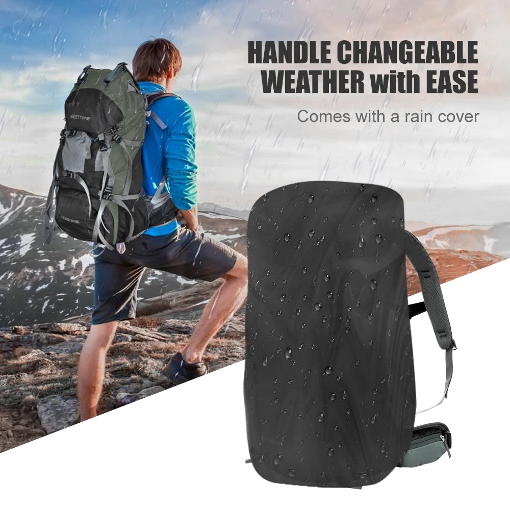 West Tune Internal Frame Backpack With Rain Cover For Hiking