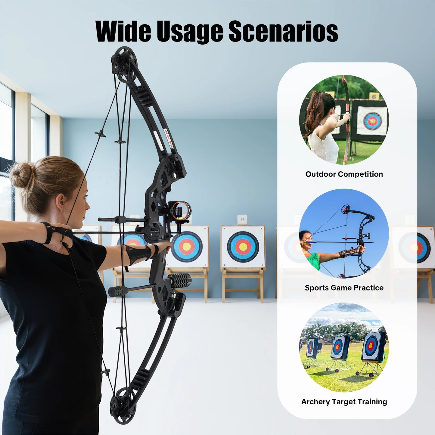 Compound Bow For Adults With Right Hand 3 Pin Lighted Sight Hunting Kit