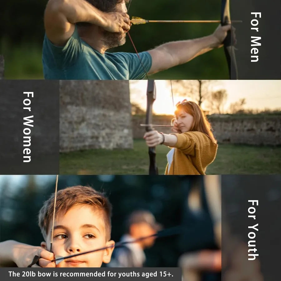Archery Bow and Arrow Takedown Recurve Set 20lb for Adults