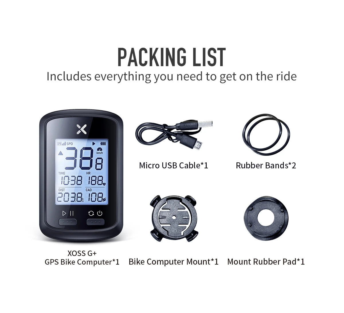 XOSS G Plus Bike GPS Computer Wireless Speedometer IPX7 Waterproof