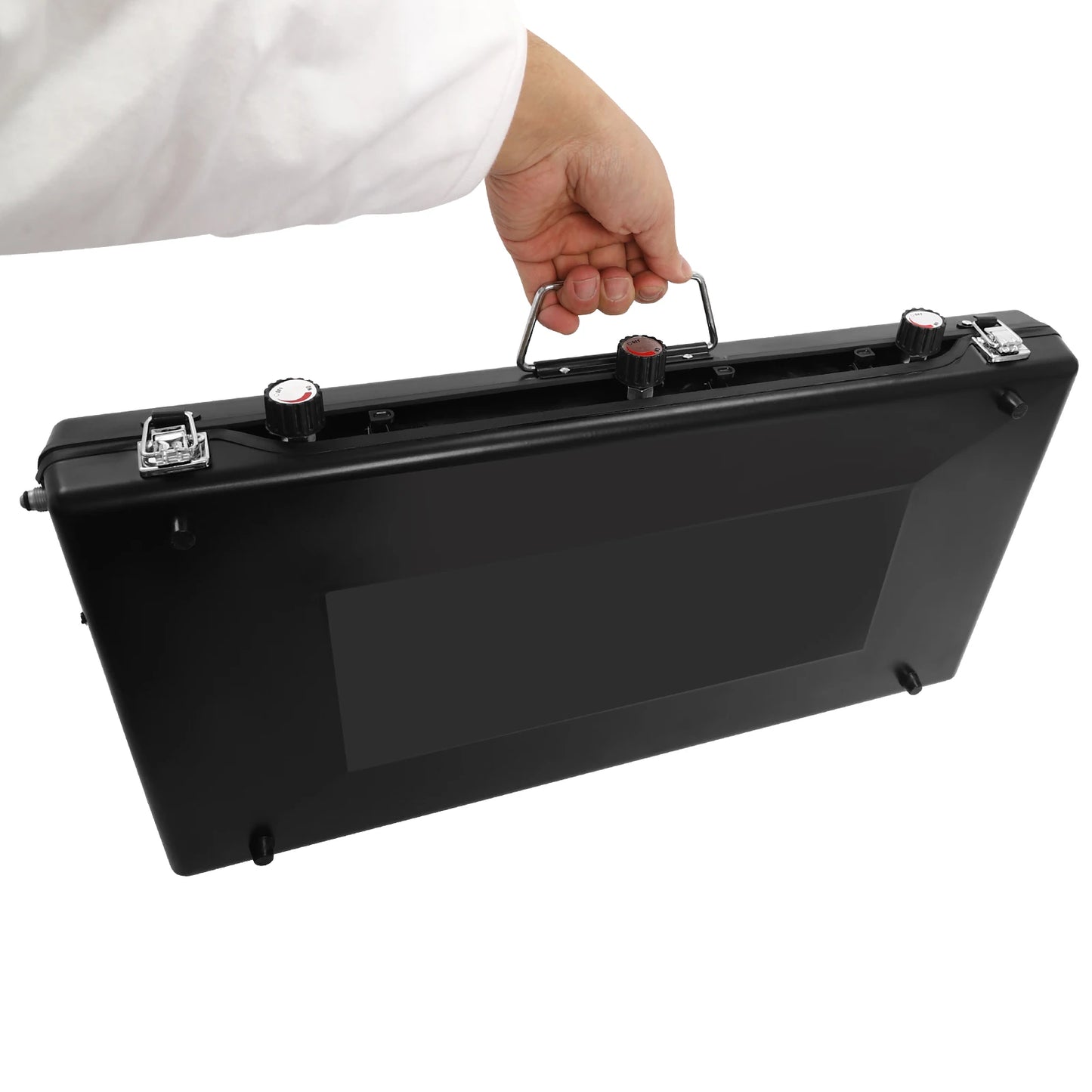 Portable 3-Burner Propane Camping Stove With Griddle Folding Windshield