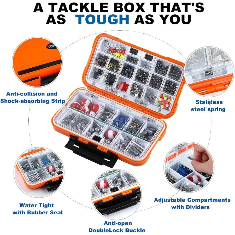 Fishing Accessories Kit With Tackle Box 343 Pieces Hooks Weights
