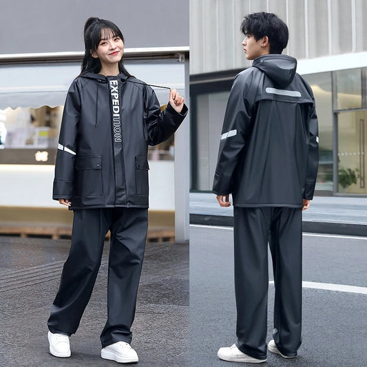 Split Raincoat and Rain Pants Set for Motorcycle Reflective Waterproof