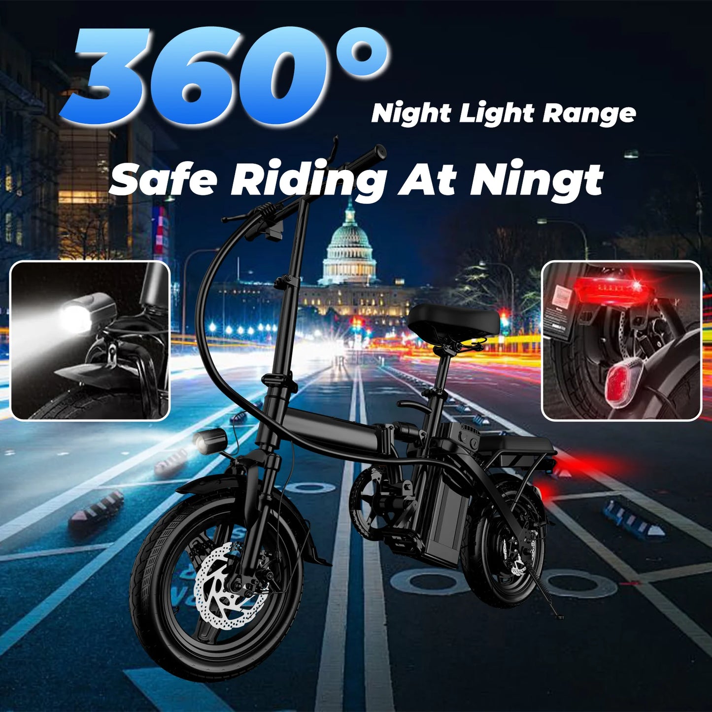 LELEKUAI 500W Electric Folding Bike With Removable 48V Battery