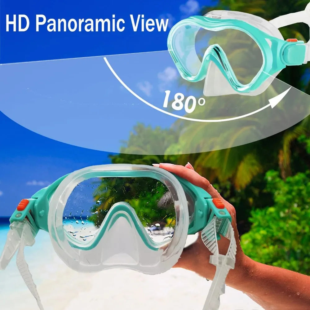 Kids Snorkel Set With Mask Snorkel Fins Mesh Bag Antifog