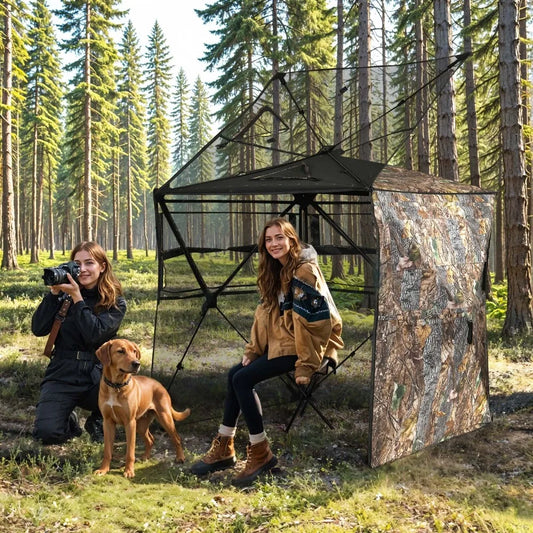 360 Degree Hunting Blind With Fully Open Door And Stool