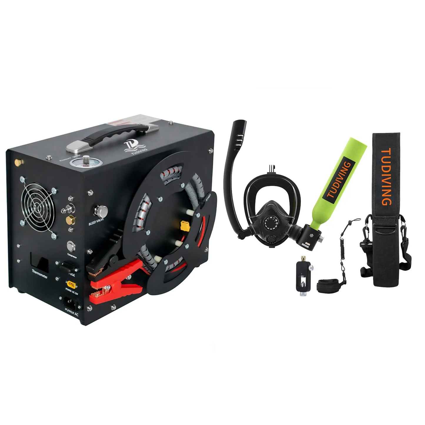 TUDIVING Scuba Tank Set With Full Face Snorkel Mask