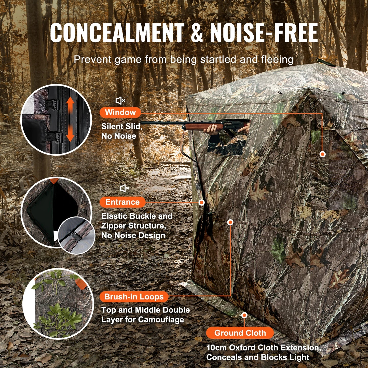 SucceBuy Hunting Blind 270° See Through Ground Blind 2-3 Person Pop Up Deer Blind for Hunting with Carrying Bag, Portable Tent
