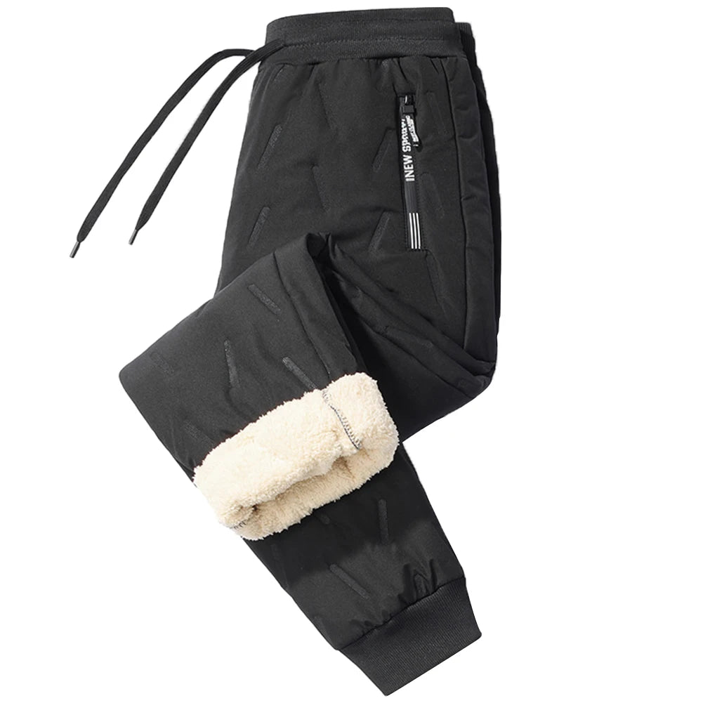 Men Casual Slim Sweatpants Track Pants Waterproof Winter Warm Fleece Pants Yoga Sweatpants Thermal Sherpa Lined Sweatpants Thick