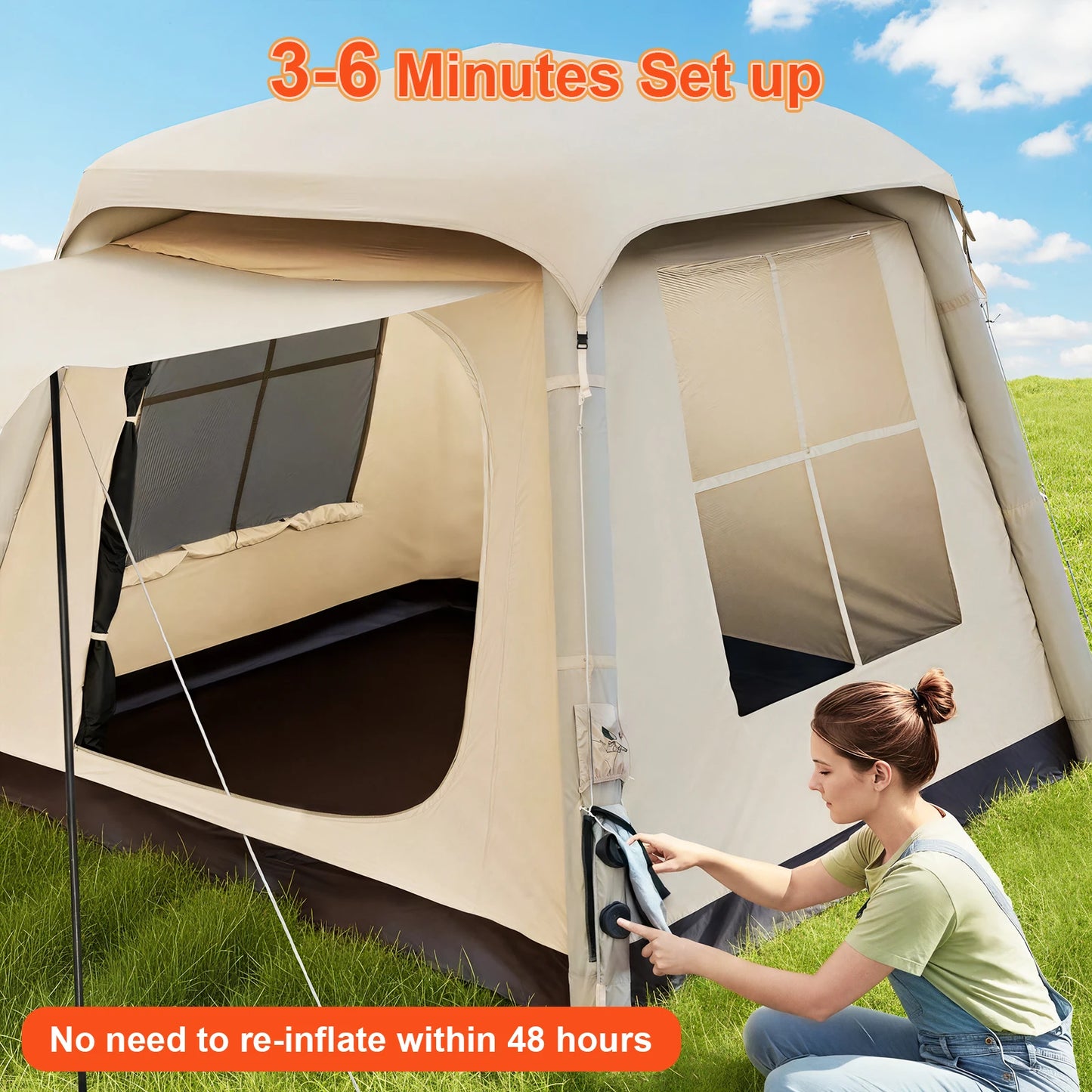 ZUIQIUZ Automatic Inflatable Camping Tent Quick Setup Rainfly Included