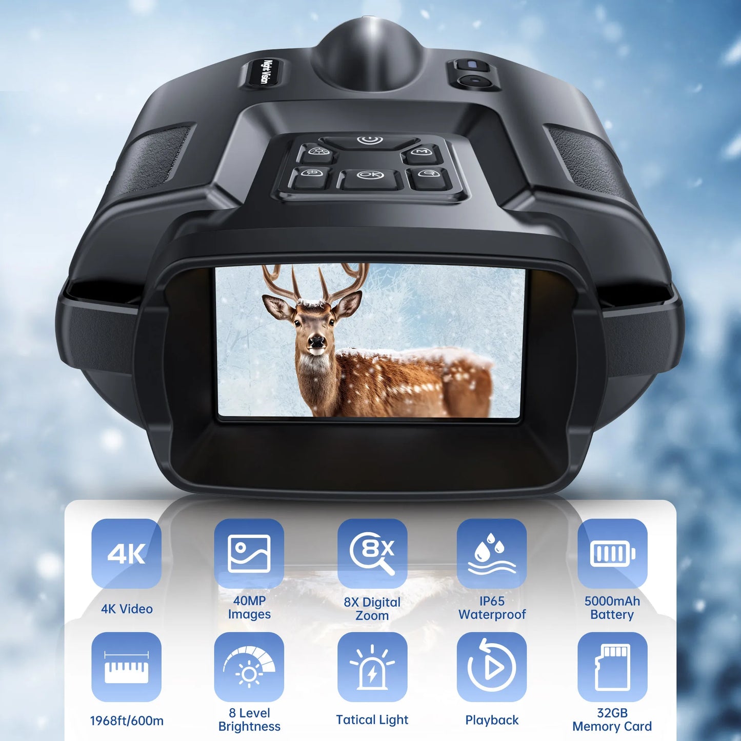 USB Rechargeable 4K Night Vision Binoculars With 8x Digital Zoom