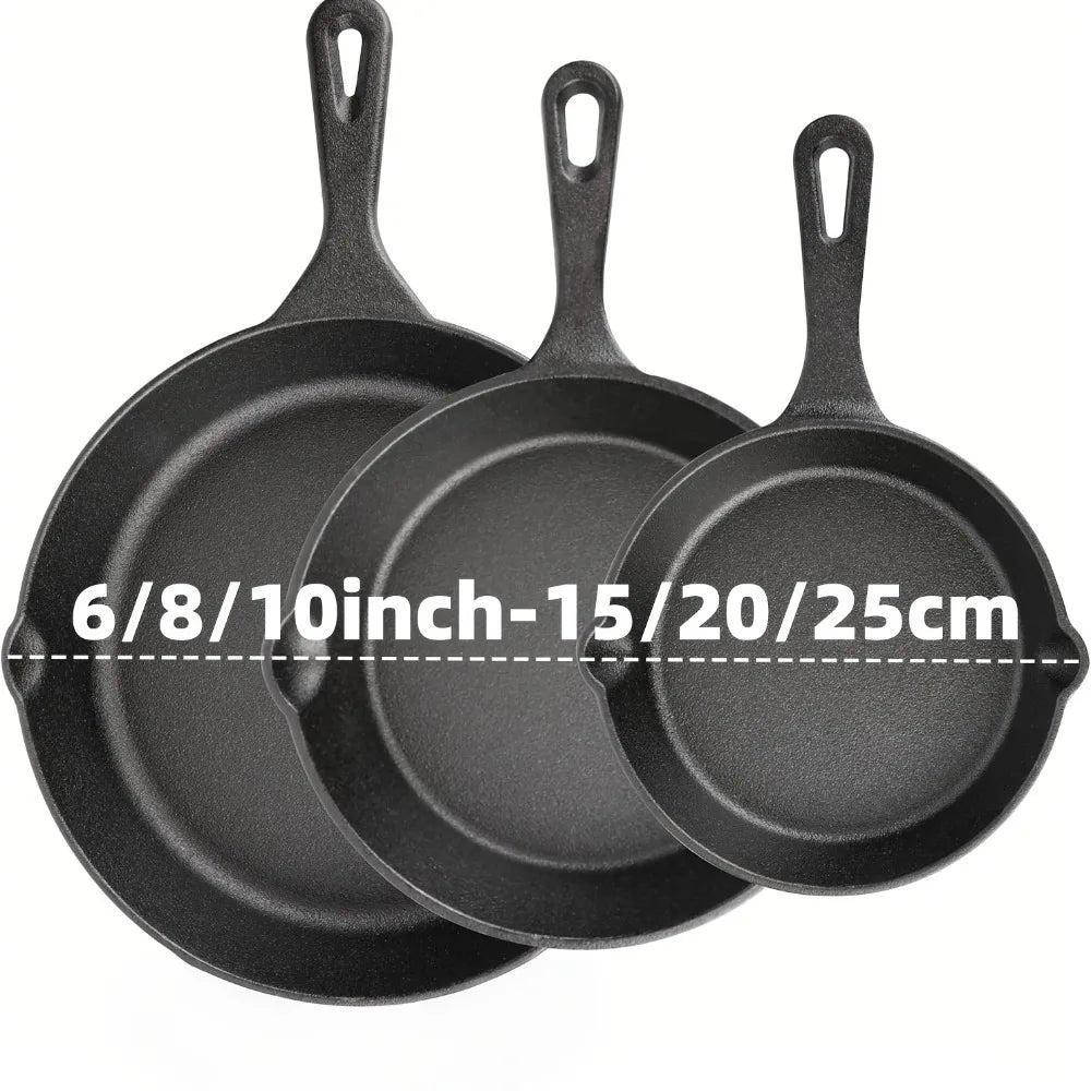 Diamri 3 Piece Cast Iron Skillet Set Preseasoned Pans
