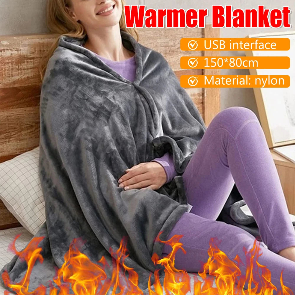 USB Heated Shawl 3 Heating Levels Fleece Heated Blanket Electric Warming Wrap for Women Men Rechargeable Battery Powered