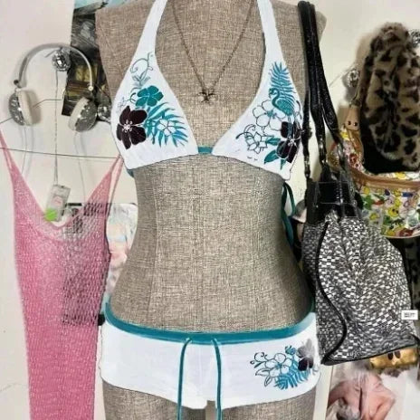 AOTVOTEECN Sexy Hottie Print Backless Bikini Set For Women