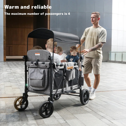 Foldable Camping Stroller with Detachable Sunshade and Shock Absorption