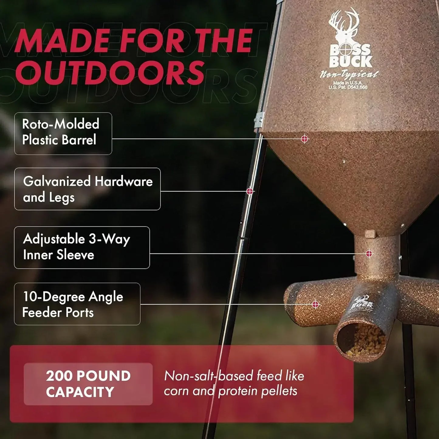 XMSJ 200 Lb Deer Feeder Gravity Feed Mechanism Tubes