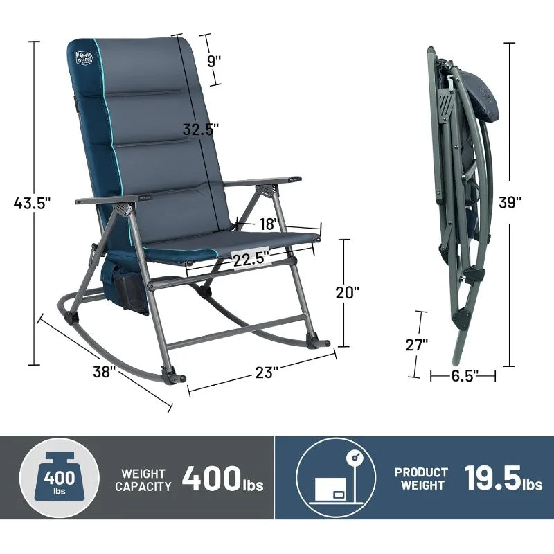 YTYIN Folding Rocking Camping Chair With Padded Back
